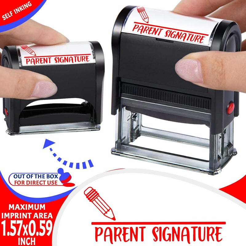 Bertiveny Parent Signature Stamps Teacher Self-Inking Stamps for Grading Rubber Signature Stamps for Signing Name Teacher Must Haves Please Sign and Return for School Supllies - Image 1